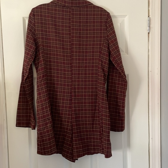 Women’s Maroon Plaid Double-Breasted Blazer Romper - Picture 2 of 10